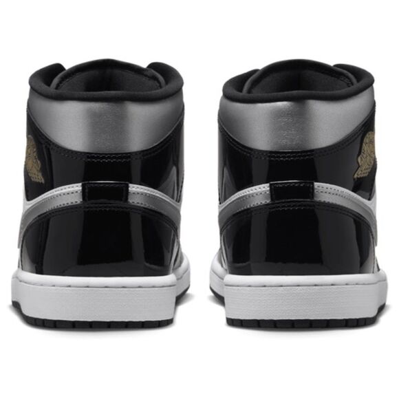 Jordan 1 Mid SE. Patent Black White Metallic Silver Gold. SIZE 12 - HV0789-010 - Picture 6 of 8